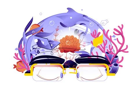 Human head thinking process Stock Illustration