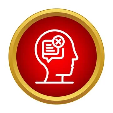Human head with thought bubble and cross mark Ilustración de archivo