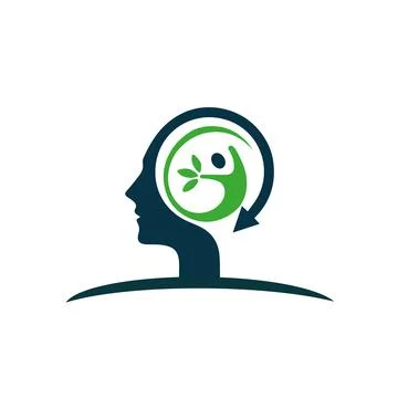 Human head tree with leaves logo icon illustration. Human head brain tree vector Stock Illustration