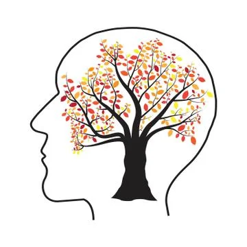 Human head tree vector illustration isolated on white background Stock Illustration