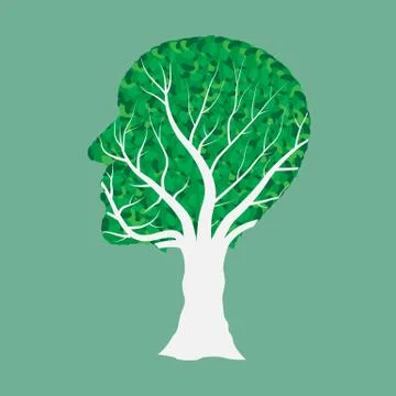 Human head tree vector illustration isolated on white background Stock Illustration