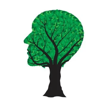 Human head tree vector illustration isolated on white background Stock Illustration