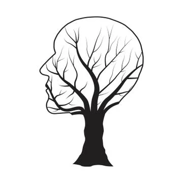 Human head tree vector illustration isolated on white background Stock Illustration