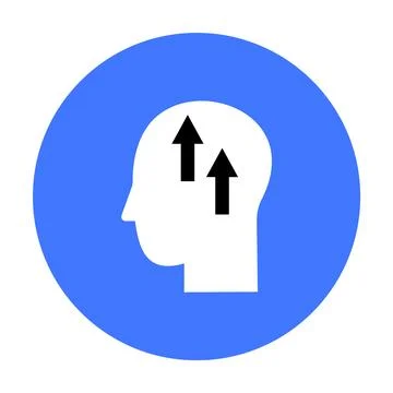 Human Head with Upward Arrows Representing Positive Thinking in Blue Circle Stock Illustration