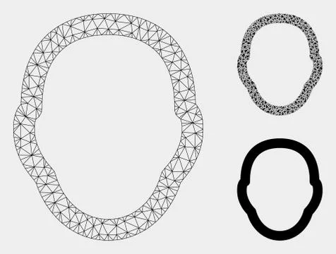 Human Head Vector Mesh Carcass Model and Triangle Mosaic Icon Stock Illustration