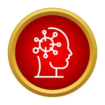 Human head with virus infecting brain icon Stock Illustration