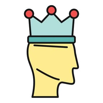 Human head wearing crown representing power and leadership Stock Illustration