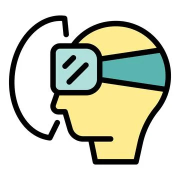 Human head wearing virtual reality headset experiencing metaverse innovation Illustrazione stock