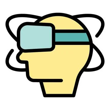Human head wearing virtual reality headset experiencing metaverse simulation Illustrazione stock