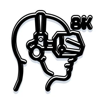 Human head wearing virtual reality headset Stock Illustration