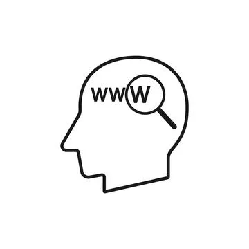 Human head with web search sign silhouette vector illustration Stock Illustration