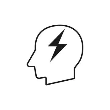 Human head with web thunderbolt sign silhouette vector illustration Stock Illustration
