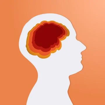 Human Head White With Brain Creative Silhouette Stock Illustration
