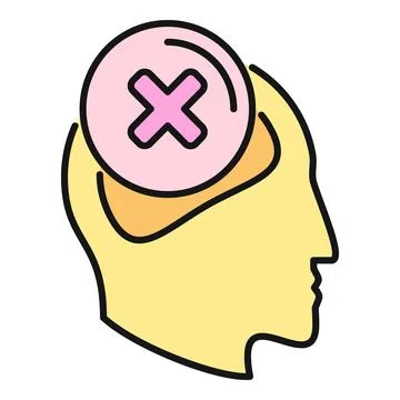 Human head with x mark for memory loss Stock Illustration