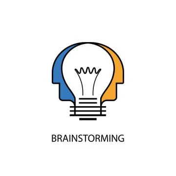 Human heads and light bulb icon.Creative mind logo.Creative group logo.Brai.. Stock Illustration