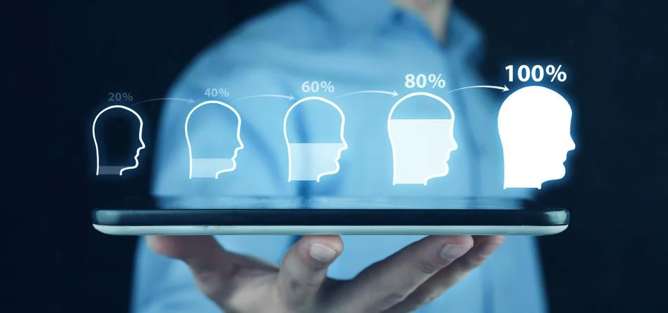 Human heads. Brain development. Change your thinking Stock Photos