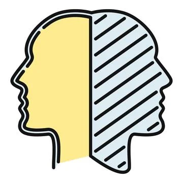 Human heads forming duality and split personality concept Stock Illustration