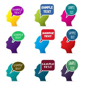 Human heads with speech bubbles Stock Illustration