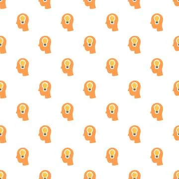 Human heads thinking with light bulbs pattern Illustrazione stock