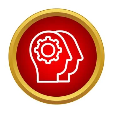 Human heads thinking process icon with gear Illustrazione stock