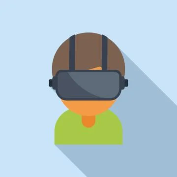 Human headset tech icon flat vector. Virtual glasses 스톡 일러스트