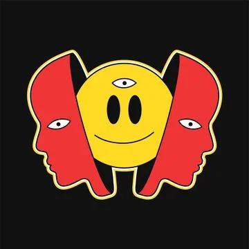 Human head,smile face emoji. Vector hand drawn doodle cartoon character Stock Illustration