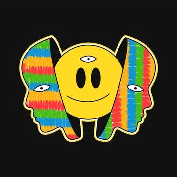 Human head,smile face emoji. Vector hand drawn doodle cartoon character Stock Illustration