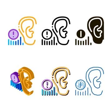 Human hearing warning icon vector looks outline Stock Illustration