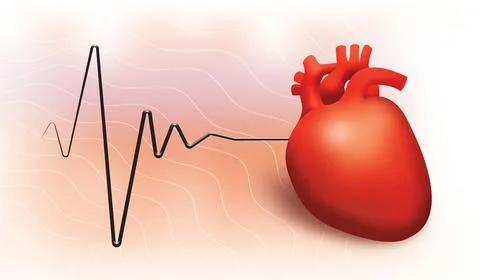 A human heart on an abstract white background. Stock Illustration