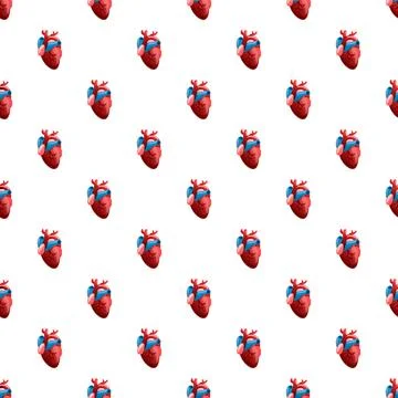 Human heart anatomical seamless pattern background medical concept Stock Illustration