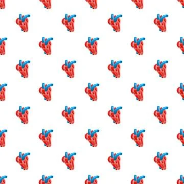 Human heart anatomy seamless pattern repeating background Stock Illustration