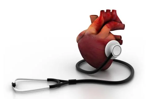 Human heart and stethoscope. Stock Illustration