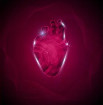 Human heart and wave Stock Illustration