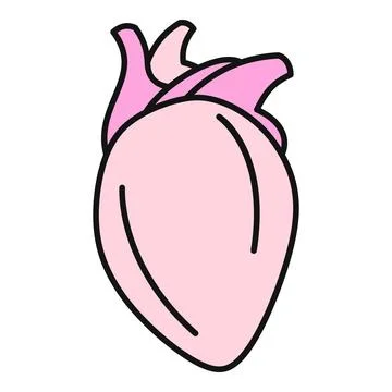 Human heart cartoon vector line art icon Stock Illustration