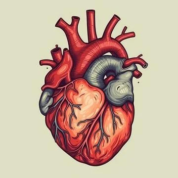 Human heart close up, 2d Stock Illustration