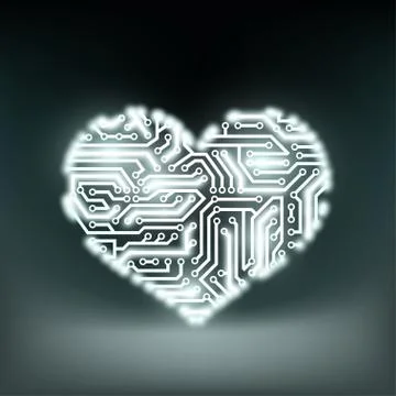 Human heart in the form of technology circuits. Stock Vector ill Stock Illustration