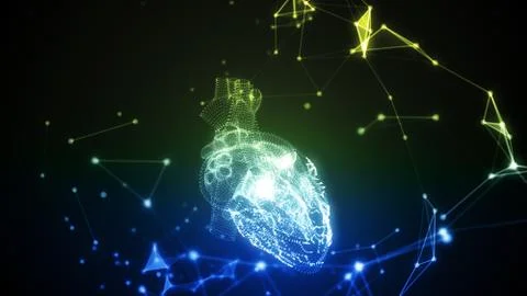 The human heart is formed by rotating particles. The structure of the plexus  Illustrazione stock