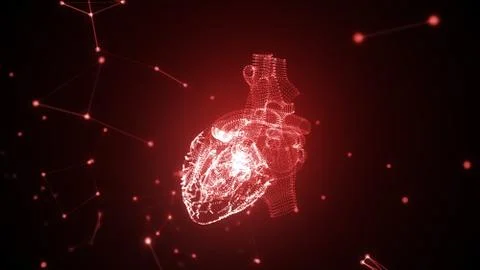 The human heart is formed by rotating particles. 3d illustration Illustrazione stock