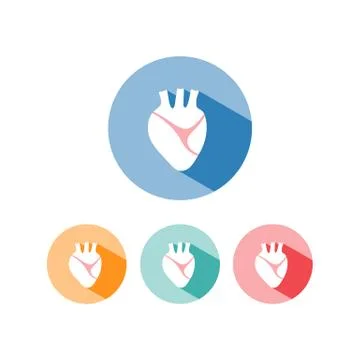 Human heart icon with shade on colored circles Stock Illustration