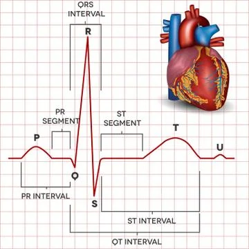 Human heart normal sinus rhythm and heart anatomy Stock Illustration