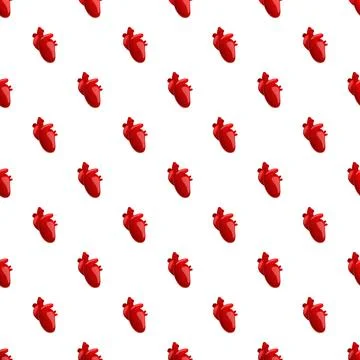 Human heart organ repeating pattern on white background Stockillustratie
