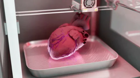 Human Heart printed by 3D Printer // 3D Visualization Stock Footage 42674564