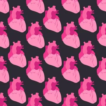 Human heart seamless pattern, vector illustration Stock Illustration