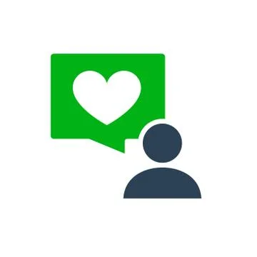 Human with heart in speech bubble colored icon. Dialogue about love, like Illustrazione stock