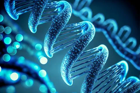 Human helix DNA structure concept in blue color. Stock Illustration