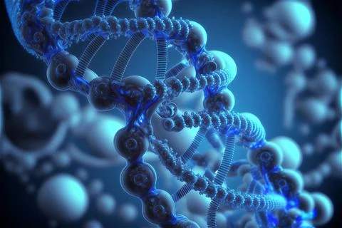 Human helix DNA structure concept in blue color. Stock Illustration
