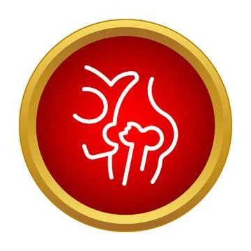 Human hip joint bones line icon in circle Stock Illustration