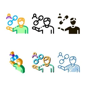 Human hold chain icon vector outline concepts Stock Illustration