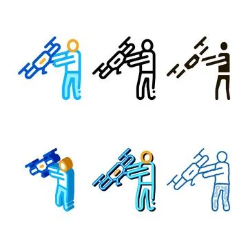 Human hold drone icon vector outline multistyle Stock Illustration