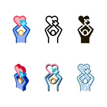 Human hold heart icon vector modern outline Stock Illustration
